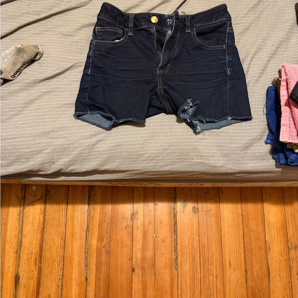 American Eagle Navy Blue Distressed Women's Shorts
